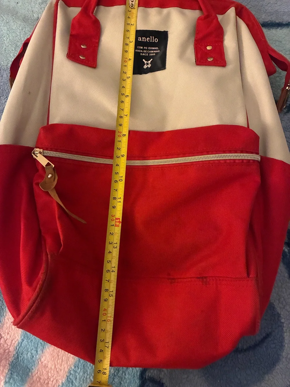 anello Red and Cream Canvas Daypack Backpack